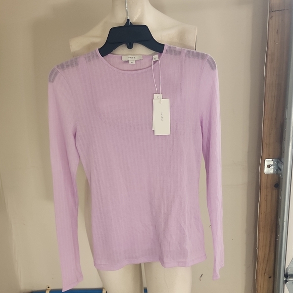 Vince Sheer Long Sleeve Crewneck Top Size S - Picture 5 of 7